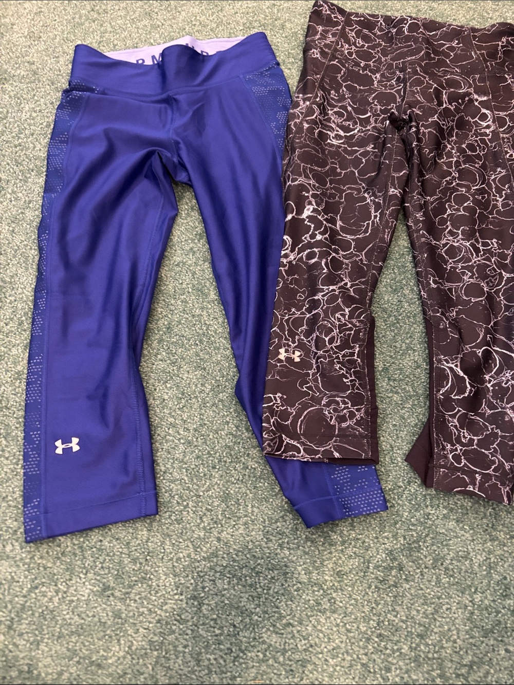 Under Armour Small Capri Leggings Bundle Marble Indigo Side Print Activewear